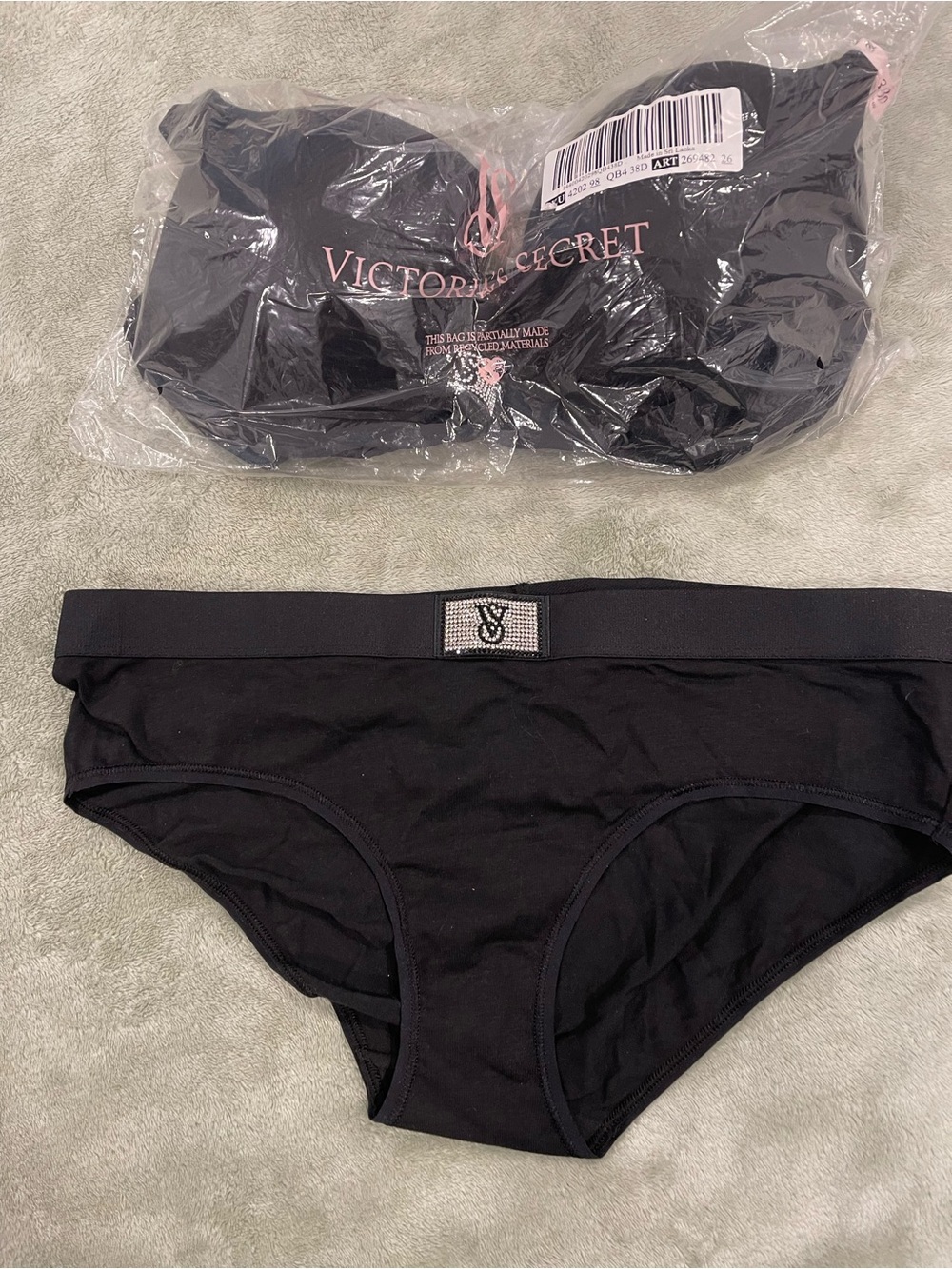 Victoria's Secret Black Longline Bra and panty set with Rhinestone Accent NWT - Picture 7 of 9